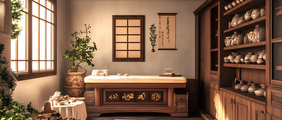 摄图网_602003721_中医诊疗室内的木制家具(企业商用).jpg